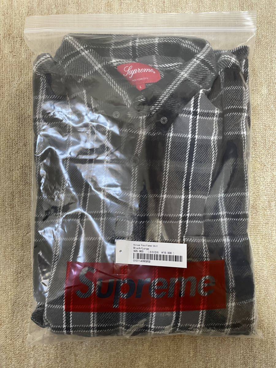 Supreme Pullover Plaid Flannel Shirt Blackシュプリーム プルオーバー プレイド フランネル シャツ ブラック Lサイズ