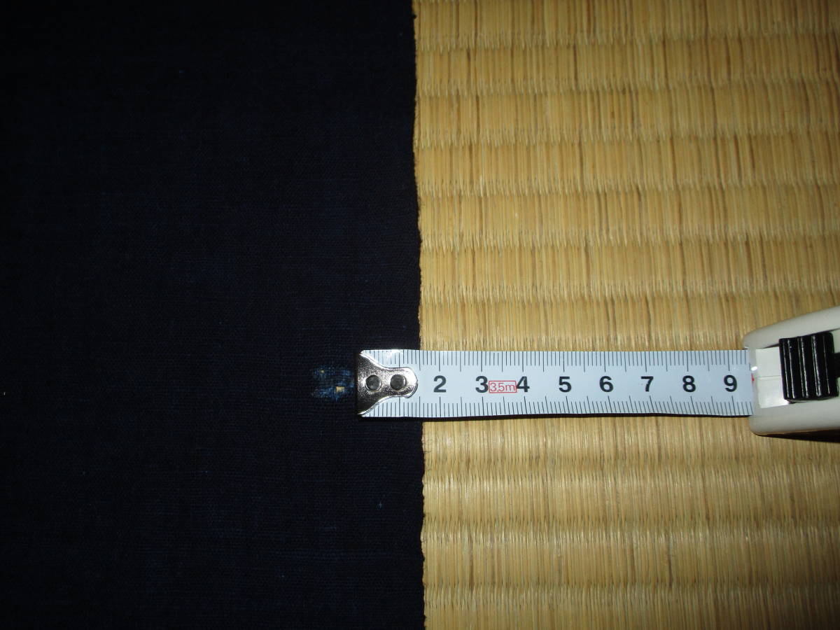 【昔古布】大正期　厚手の　藍染手織木綿　無地１幅　(長１９８)　●リメイク材料・襤褸BORO●_うすよごれ部分です