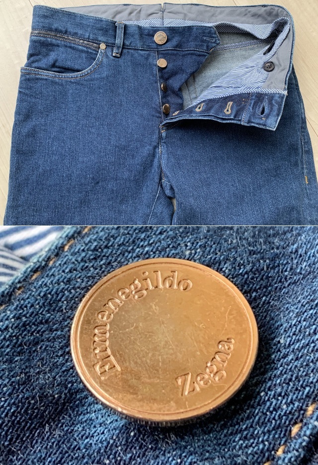 美品 Ermenegildo Zegna “5POCKETS LUXURY DENIM” レザーパイピング デニム パンツ 46 エルメネジルドゼニア_画像5