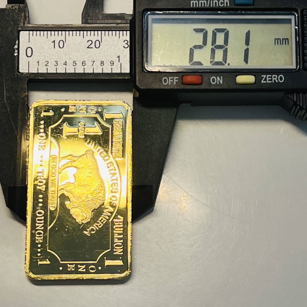 アメリカ　ブリオン　1トロイオンス　ブルデザイン　ケース付き　記念メタル　金色の塊　硬貨　重さ31.9g_画像5