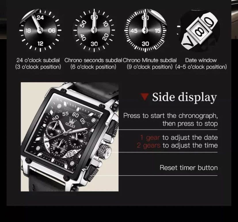 大谷翔平応援セール　メンズ腕時計 オマージュ　防水 腕時計　クォーツ クロノグラフ 本革ベルト EL2083スーツ　カジュアル_画像8