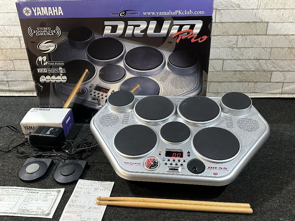 16●〇 YAMAHA DD-55 電子ドラム Digital Percussioin デジタルパーカッション ペダル、アダプター付き / ヤマハ 〇●_画像1