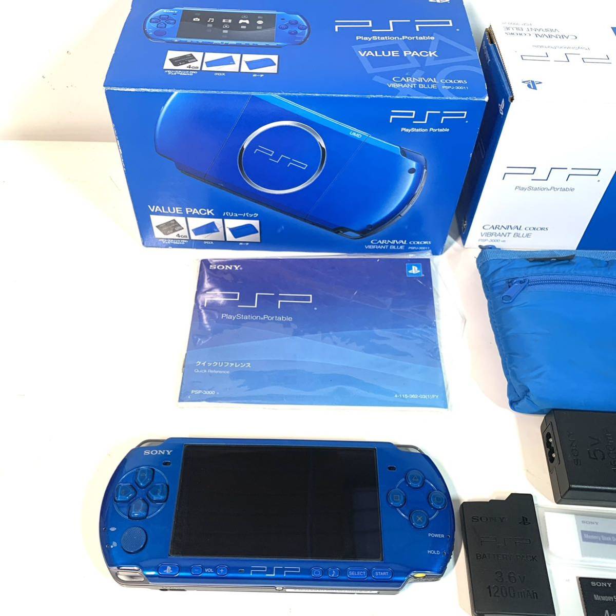 【送料無料】美品　SONY PlayStation Portable PSP 3000 バイブラントブルー　バリューパック