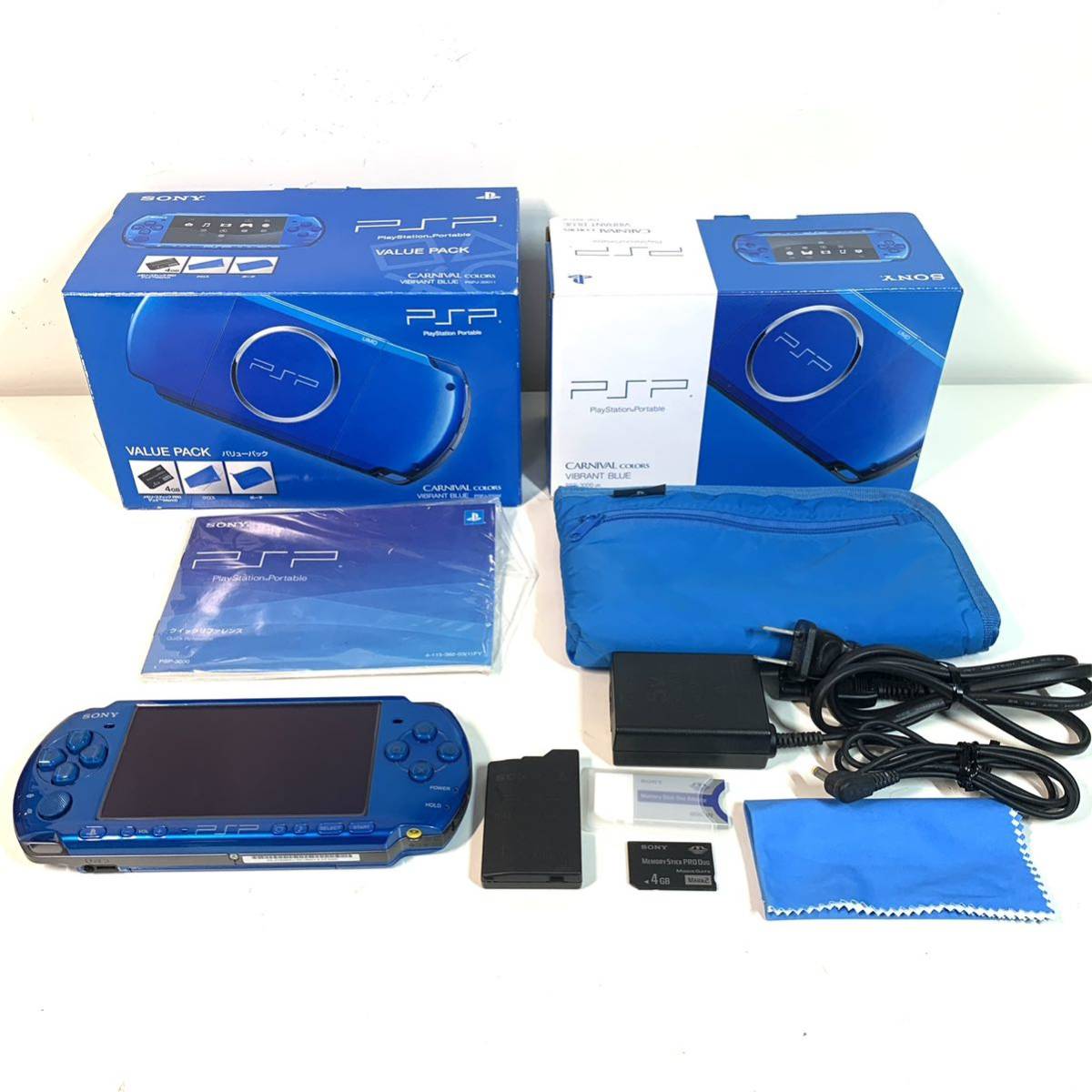 【送料無料】美品　SONY PlayStation Portable PSP 3000 バイブラントブルー　バリューパック_画像1