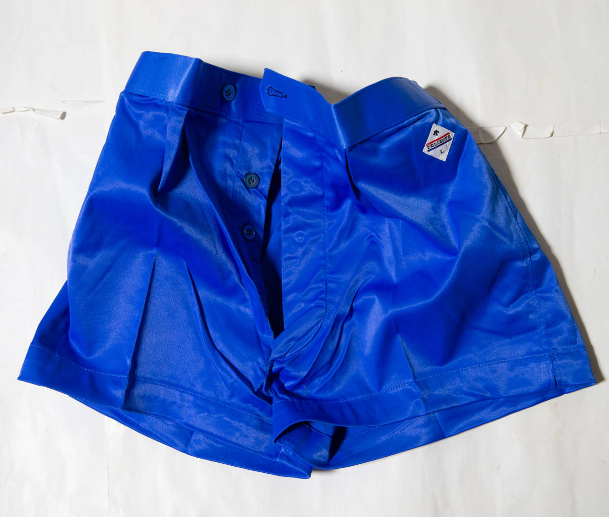  gym uniform * Descente nylon short bread L blue unused goods prompt decision!