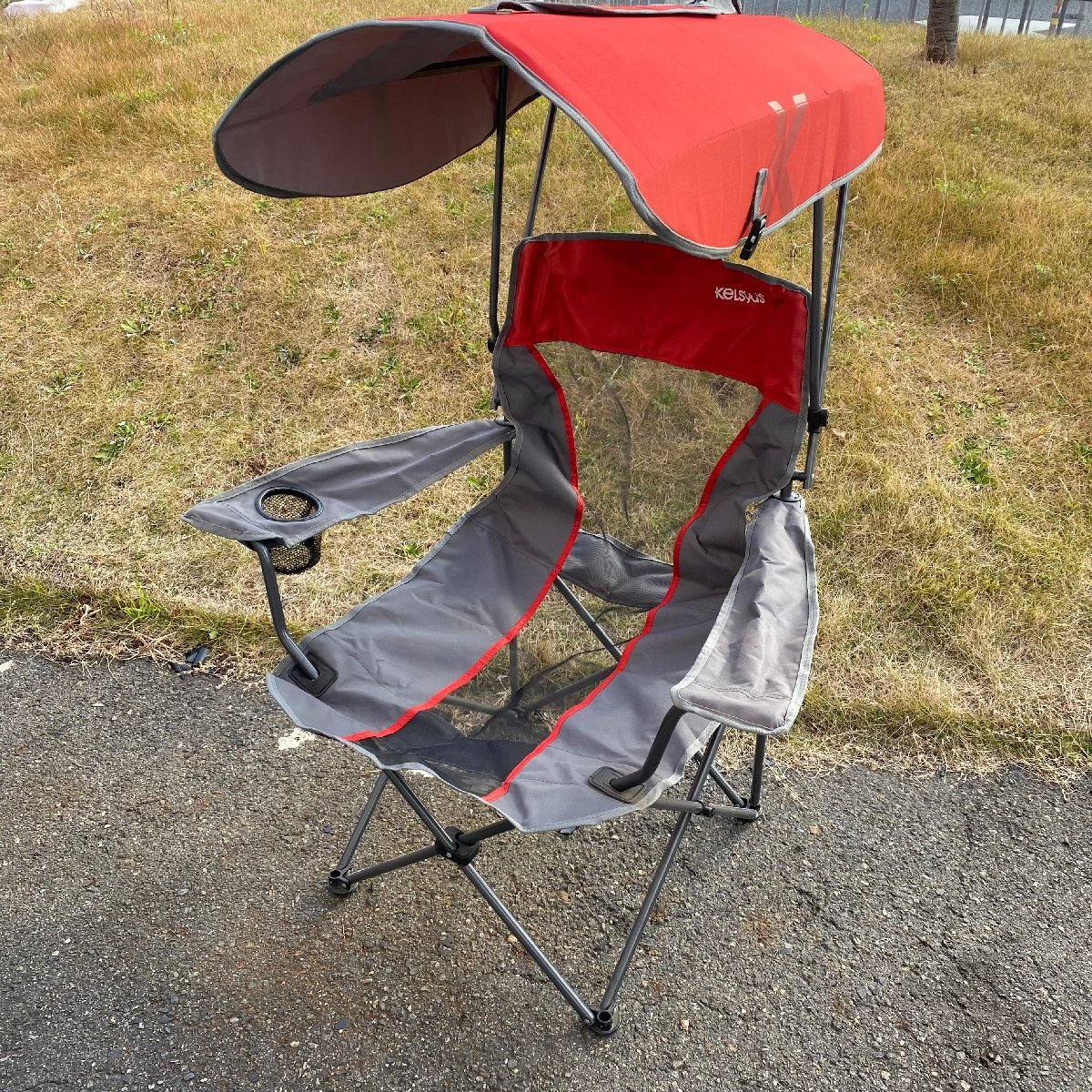ΩMΩ KeLsyus 屋根付き椅子 アウトドア スポーツ 日差し対策 簡単組立 機能的 赤・グレー色 ΩP231211_画像1