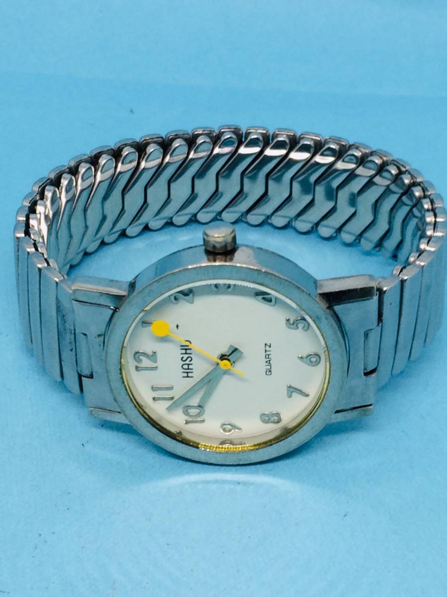 (B38)シックな(*'▽')HASHO・ハッシュ（電池交換済み）シルバー・ユニセックス腕時計USED（送料全国一律185円）素敵な時計です。_画像6