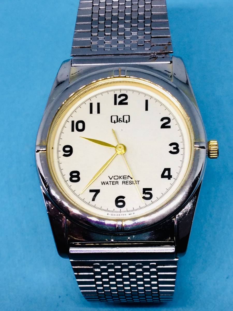 (B20)シンプルな(*'▽')シチズンQQ・VOKEN（電池交換済み）シルバー・メンズ腕時計USED（送料全国一律185円)素敵な時計です。_シチズンQQ・VOKENシルバーメンズ腕時計