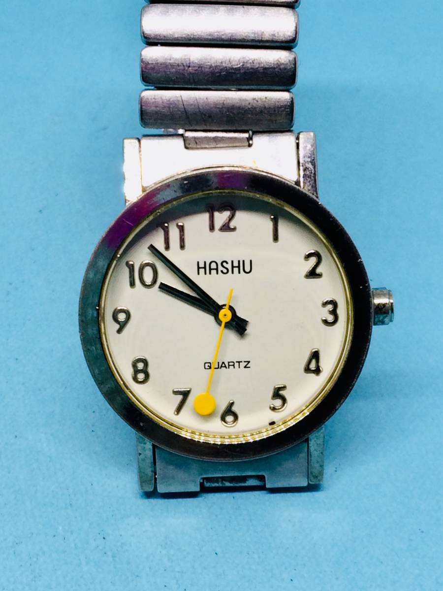 (B38)シックな(*'▽')HASHO・ハッシュ（電池交換済み）シルバー・ユニセックス腕時計USED（送料全国一律185円）素敵な時計です。_HASHO・シルバーユニセックス腕時計