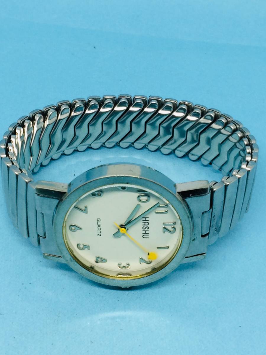 (B38)シックな(*'▽')HASHO・ハッシュ（電池交換済み）シルバー・ユニセックス腕時計USED（送料全国一律185円）素敵な時計です。_画像7