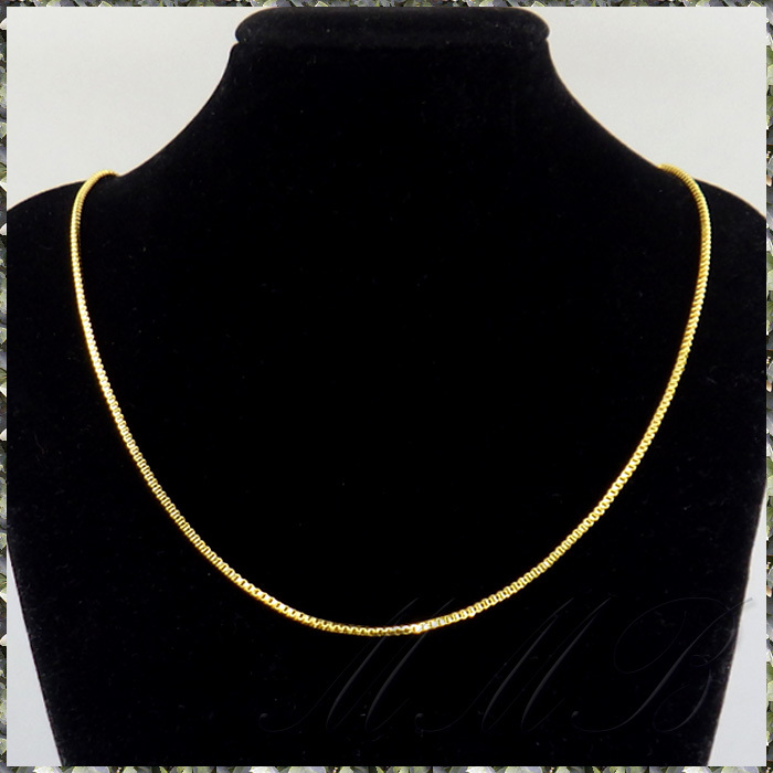 [NECKLACE] 18K Gold Filled ゴールド ボックス ベネチアン チェーン ショート ネックレス 1.5x460mm (4g) 【送料無料】_画像4