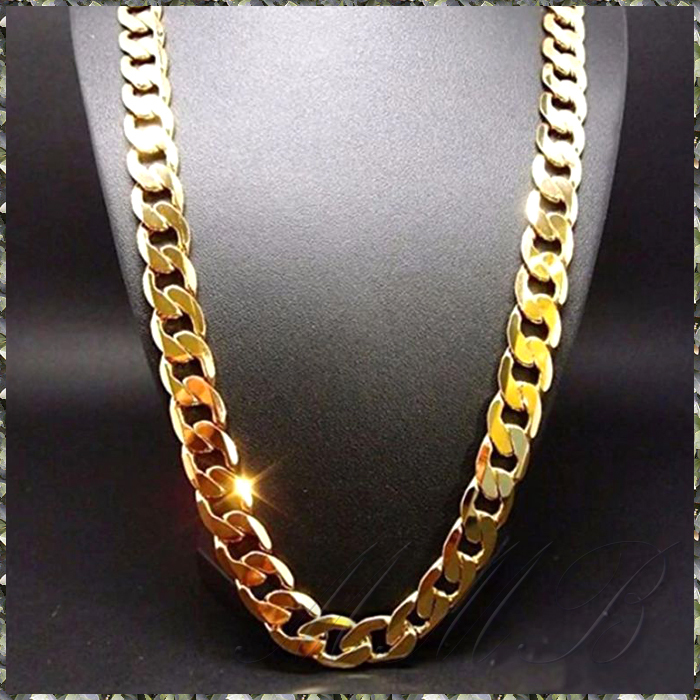 [NECKLACE] 18K GOLD FILLED HEAVY CURB CHAIN 6面カット 喜平チェーン ゴールド ネックレス 12.3x450mm (80g) 【送料無料】の画像4