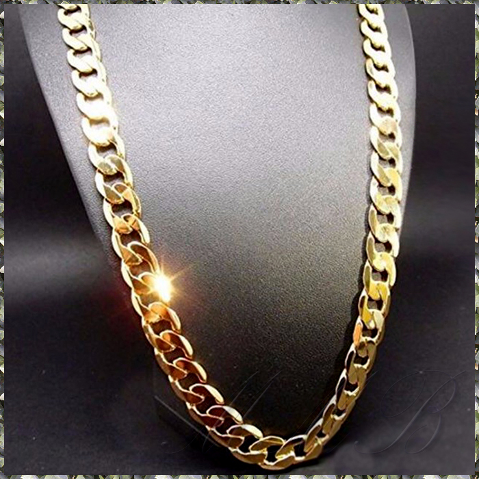 [NECKLACE] 18K GOLD FILLED HEAVY CURB CHAIN 6面カット 喜平チェーン ゴールド ネックレス 12.3x450mm (80g) 【送料無料】の画像2