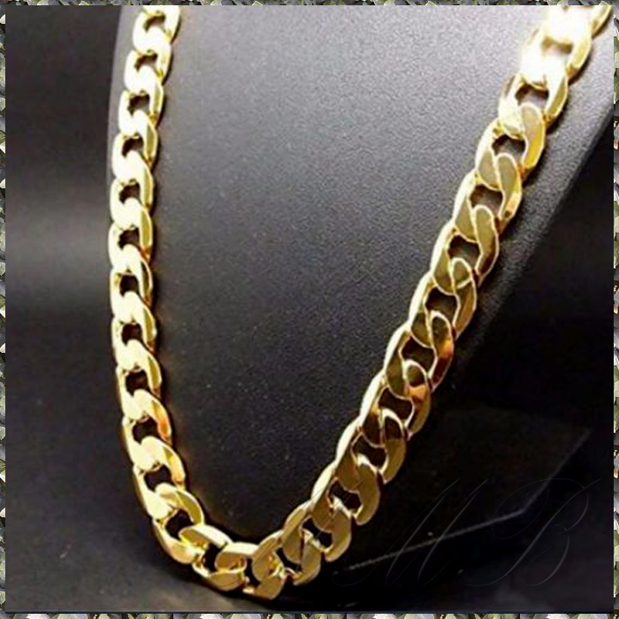 [NECKLACE] 18K GOLD FILLED HEAVY CURB CHAIN 6面カット 喜平チェーン ゴールド ネックレス 12.3x450mm (80g) 【送料無料】の画像1