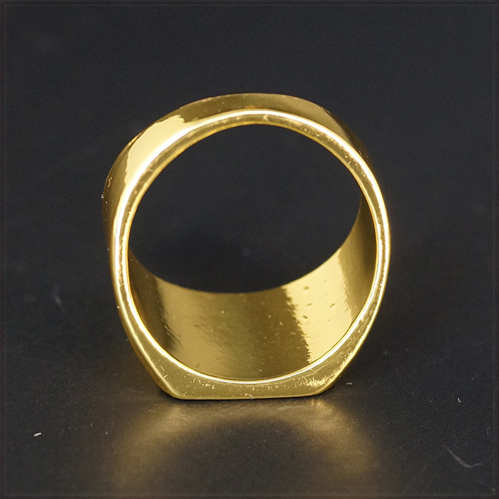 [RING] 18K Gold Plated Square Smooth フラット スクエア スムース 四角形 デザイン 14mm ワイド ゴールド リング 31号_画像6