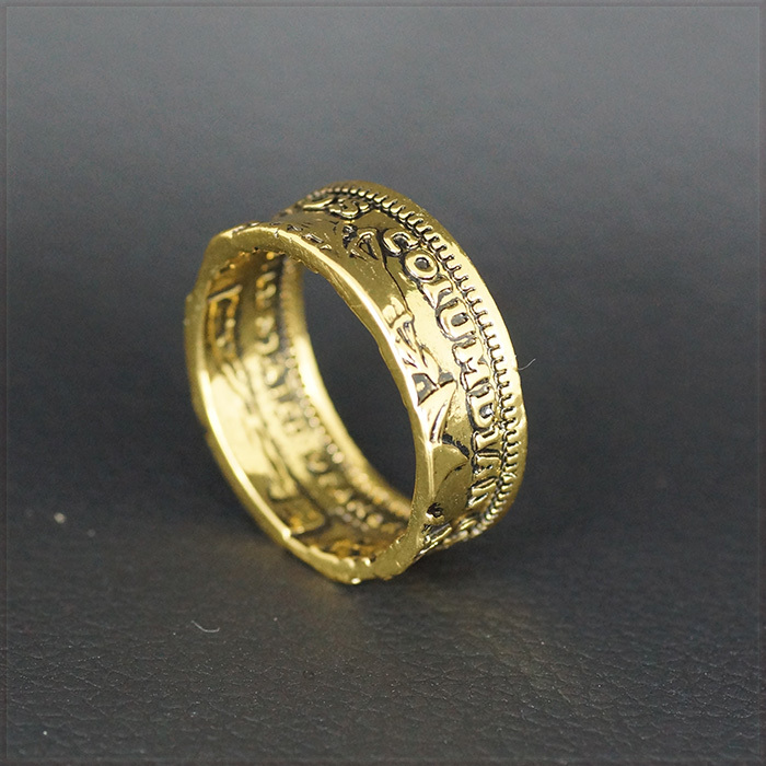 [RING] アメリカ 1893年 コロンビア博覧会 ハーフダラー ヴィンテージ ゴールド 50セントコイン デザイン 9mm リング 21号_画像5