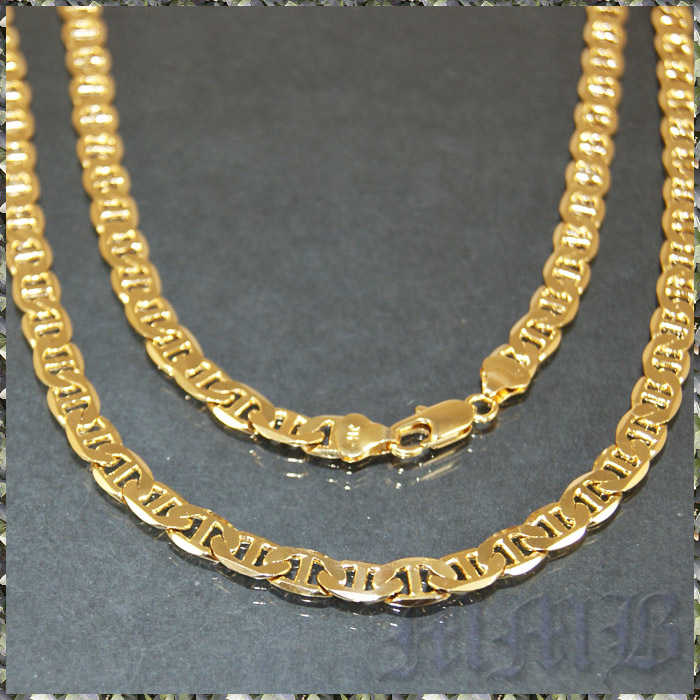 [NECKLACE] 18K GOLD FILLED フラット 6面カット マリタイムチェーン ゴールド ネックレス 6.5x600mm (28g) 【送料無料】の画像1