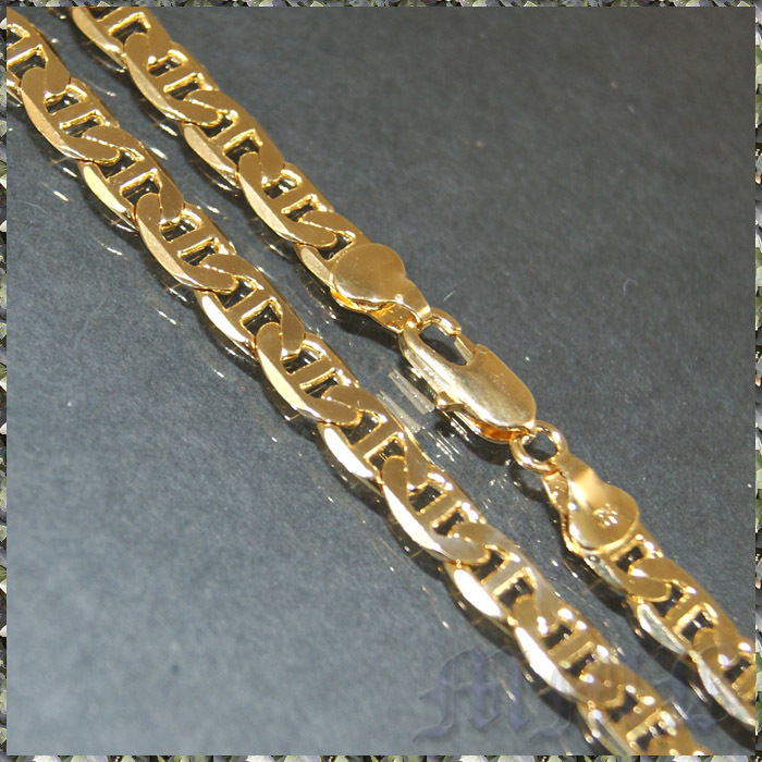 [NECKLACE] 18K GOLD FILLED フラット 6面カット マリタイムチェーン ゴールド ネックレス 6.5x600mm (28g) 【送料無料】の画像2