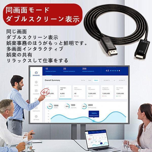 即納 Displayport to HDMI 変換ケーブル 3M 4K解像度 音声出力 DP Male to HDMI Male Cables Adapters ケーブル ディスプレイポートto HDMI_画像2