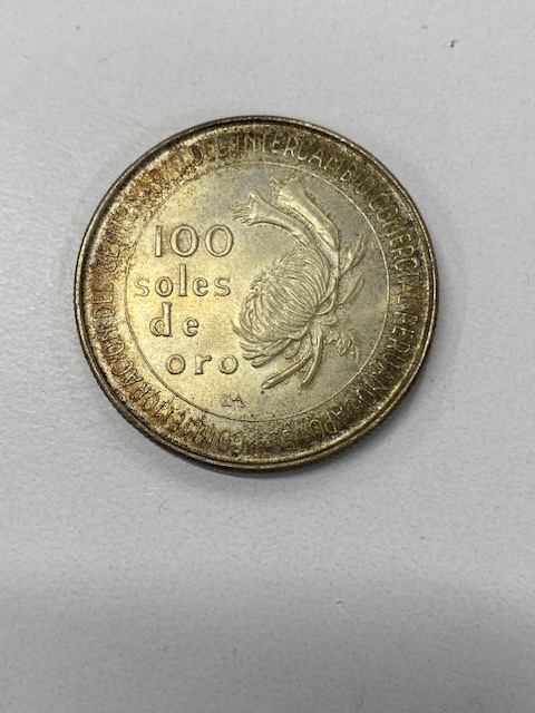 ★アンティークコイン 1977年エリザベス2世 ペルー1973 大型銀貨 2個まとめて♪♪_画像2