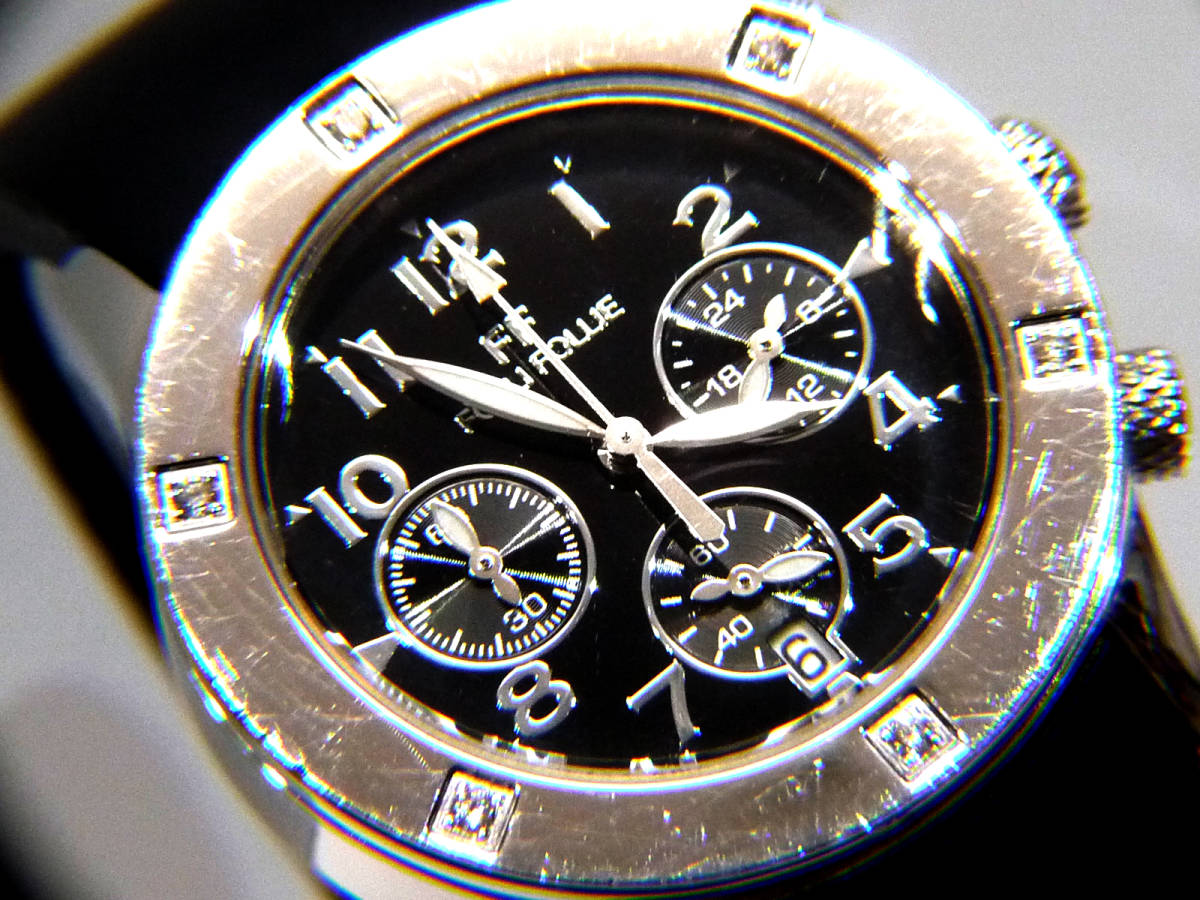 豪華で新しい 腕時計 ラバーベルト ダイヤ 本物 駆動中 WT6J042SE FOLLIE FOLLI ダイヤモンドベゼル 超レア フォリフォリ ケース幅：33mm 中古良品~並 フォリフォリ