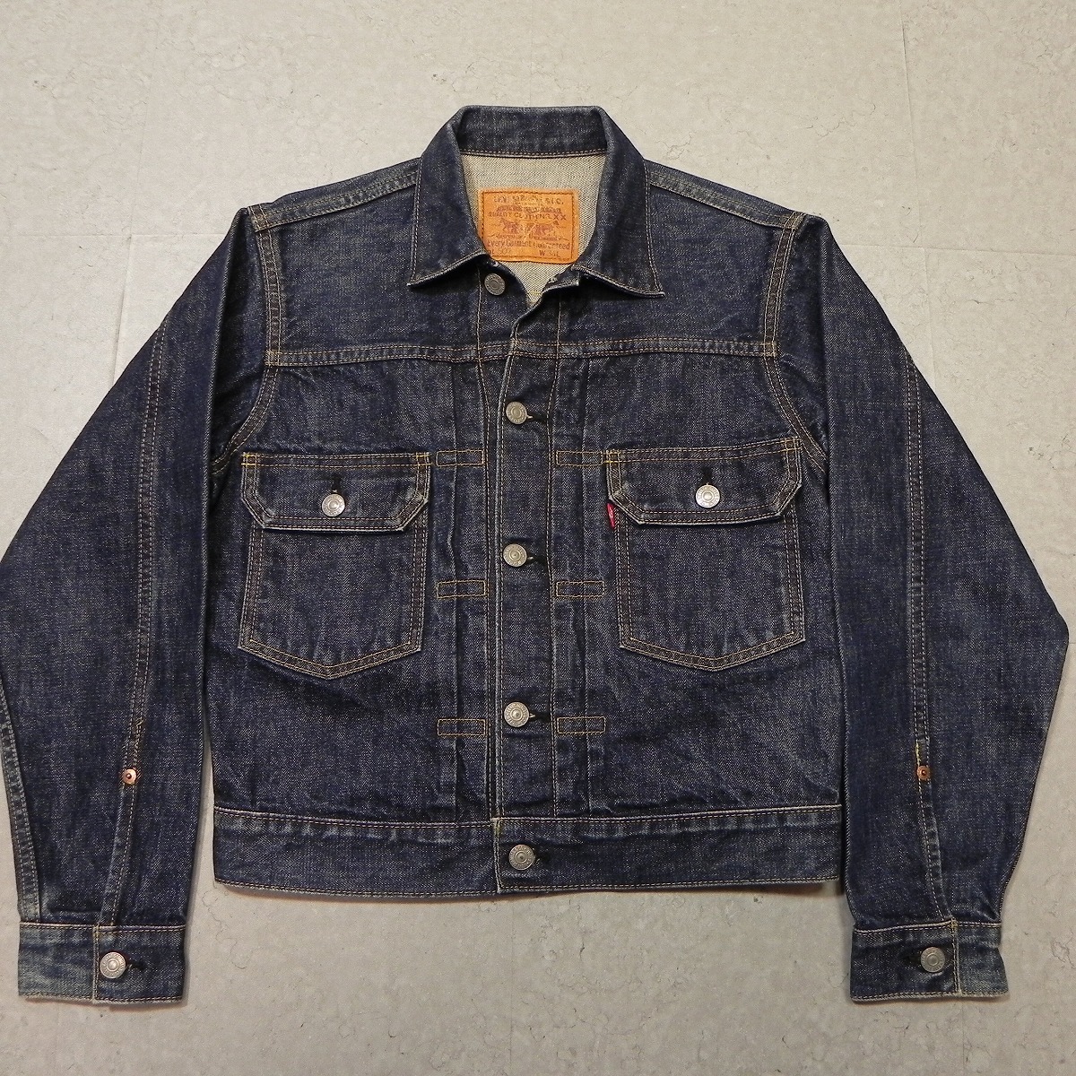 ☆ サイズ34 90s 日本製 LEVIS 507 2nd ビンテージ復刻 71507XX レプリカ LVC リーバイス 507XX セカンド ビッグE デニムジャケット ★hの画像1