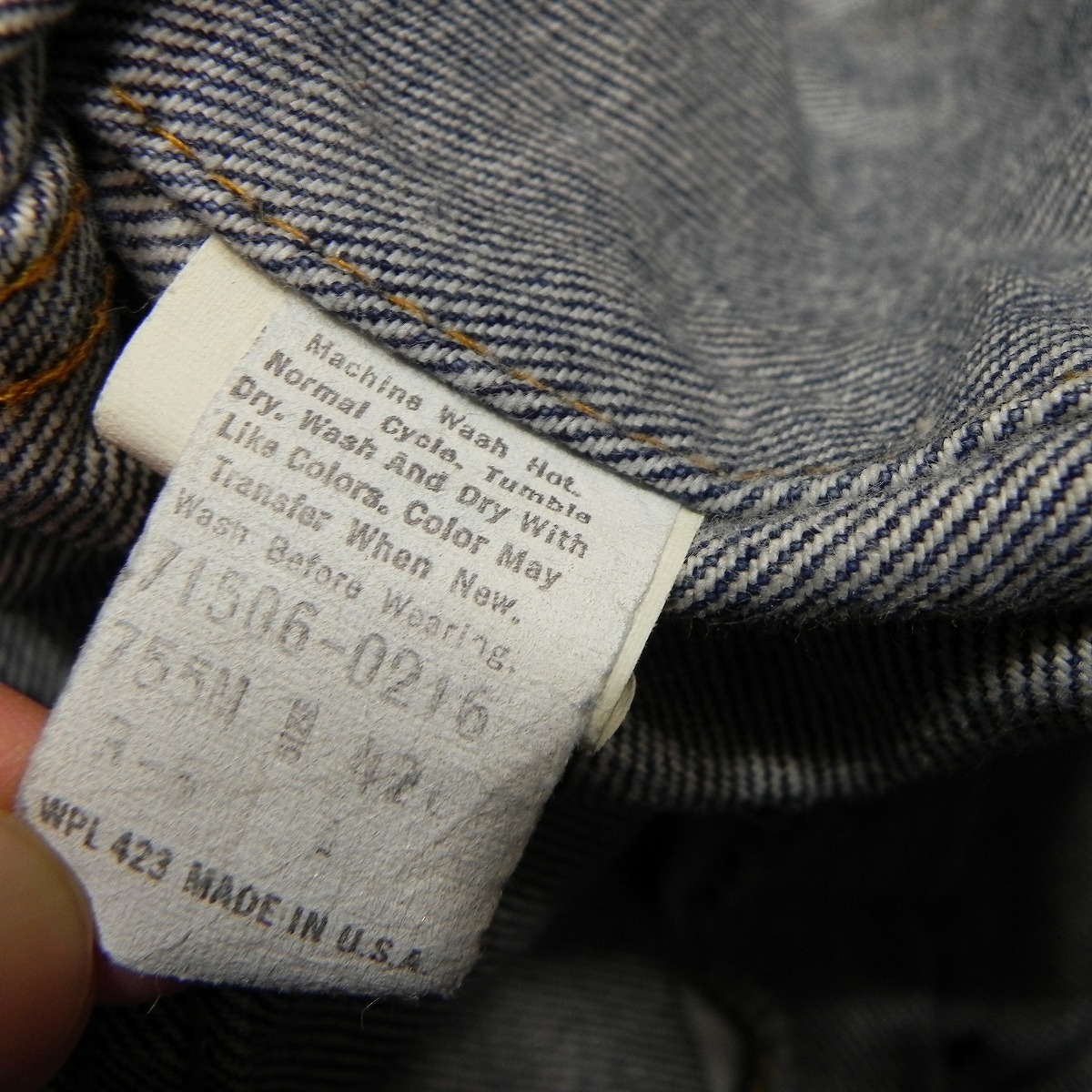 [42L ロング] 80s ビンテージ USA製 Levi's 71506 デニムジャケット 古着 リーバイス Gジャン ジージャン vintage トラッカー ★hの画像4