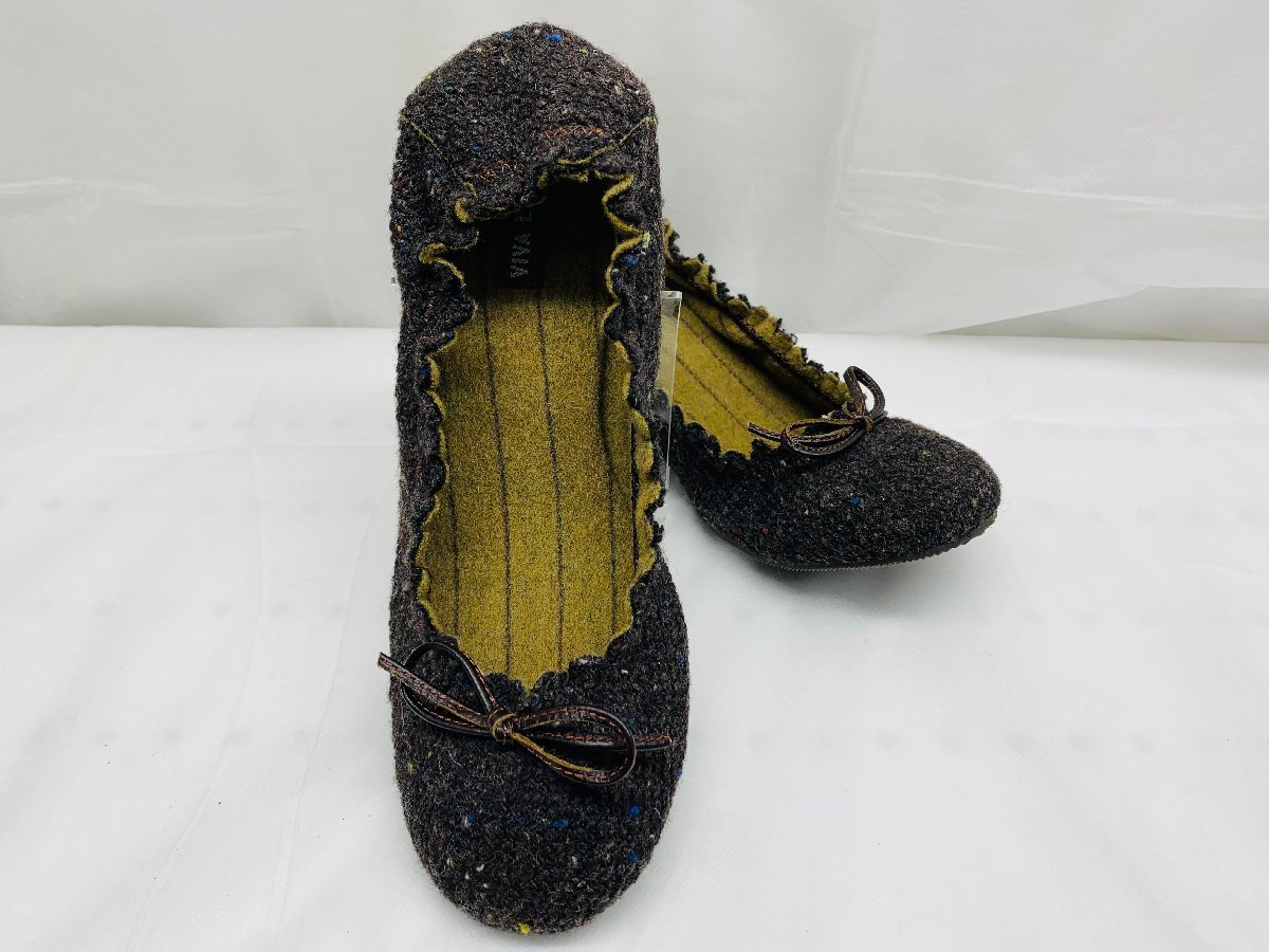 [ не использовался хранение товар ]VIVA LA VIDA шерсть bare- обувь размер 38 примерно 24cm женский туфли-лодочки салон обувь защищающий от холода с ящиком 