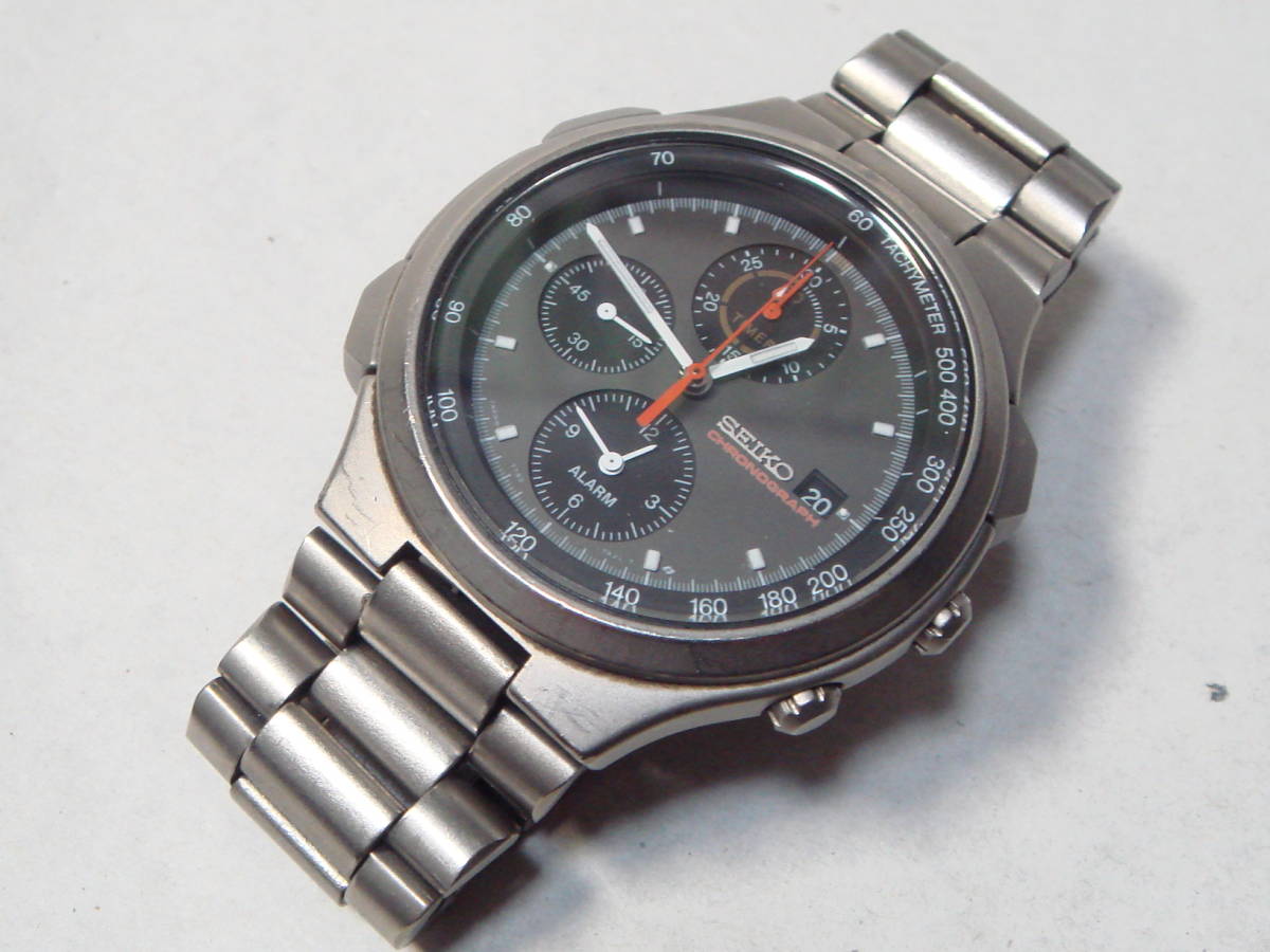 %- 【送料なし】7T42 SEIKO セイコー　speedmaster　スピードマスター　チタン　稼働　-%_画像6