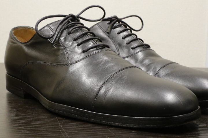 GUCCI ロゴ オックスフォード シューズ ビジネス フォーマル ドレス グッチ ストレートチップ レザー 革靴 メンズ 黒 ブラック 6.5 (25.5)_画像5