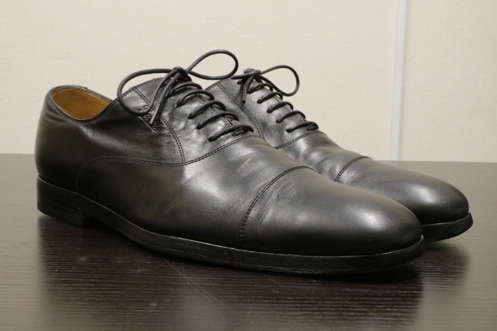 GUCCI ロゴ オックスフォード シューズ ビジネス フォーマル ドレス グッチ ストレートチップ レザー 革靴 メンズ 黒 ブラック 6.5 (25.5)_画像2
