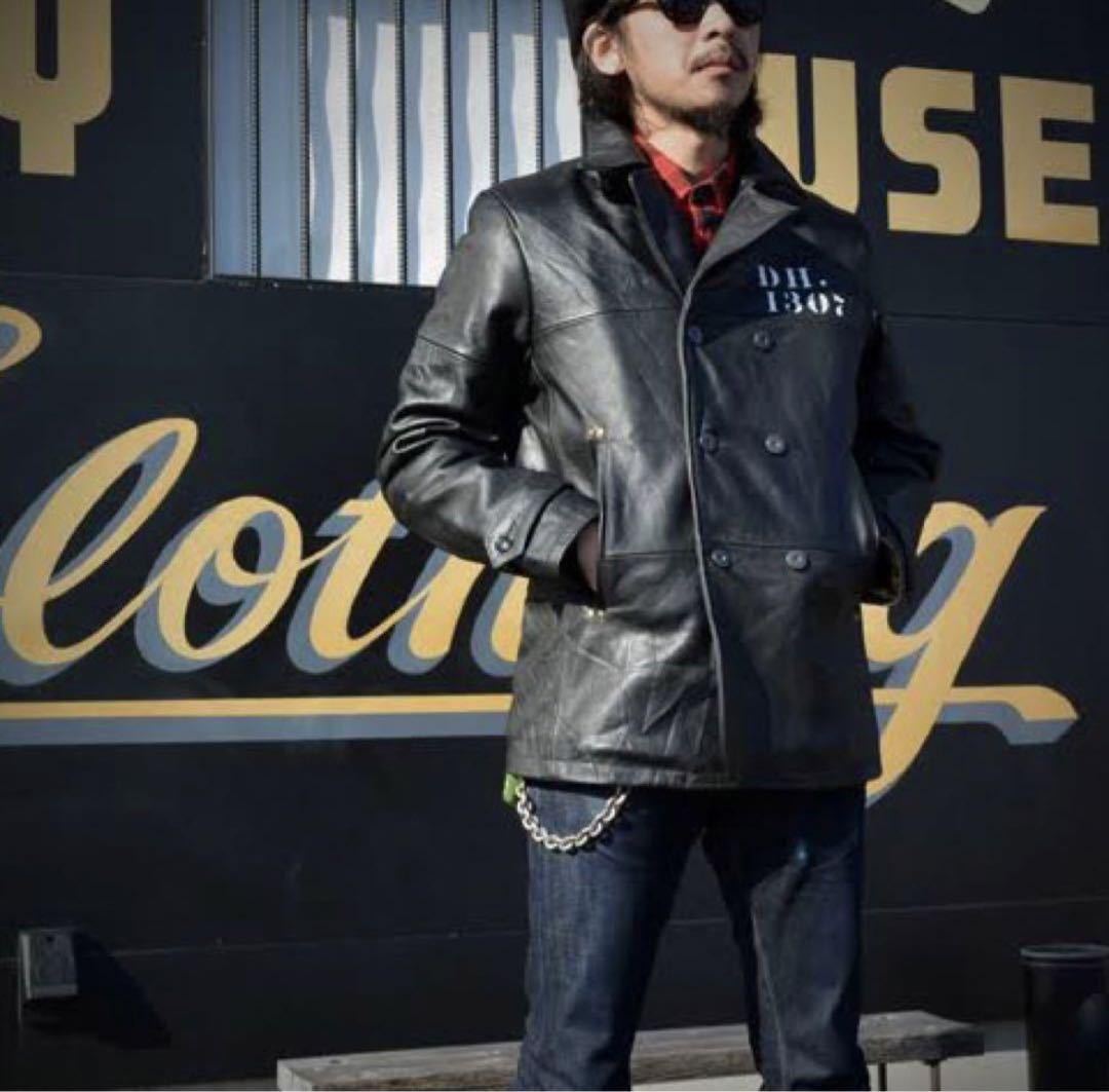 美品 Dress hippy ドレスヒッピー VINTAGE LEATHER P-COAT 本革 美品 Dress hippy ドレスヒッピー VINTAGE LEATHER P-COAT 本革