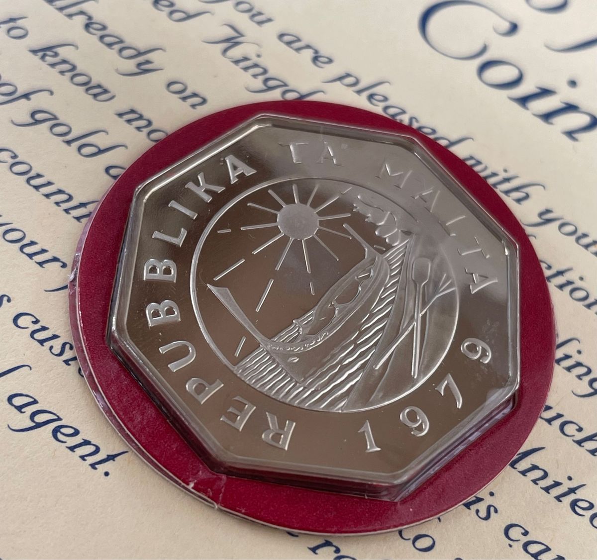 完全未使用　マルタ共和国 1979  25セント プルーフコイン　完全未使用