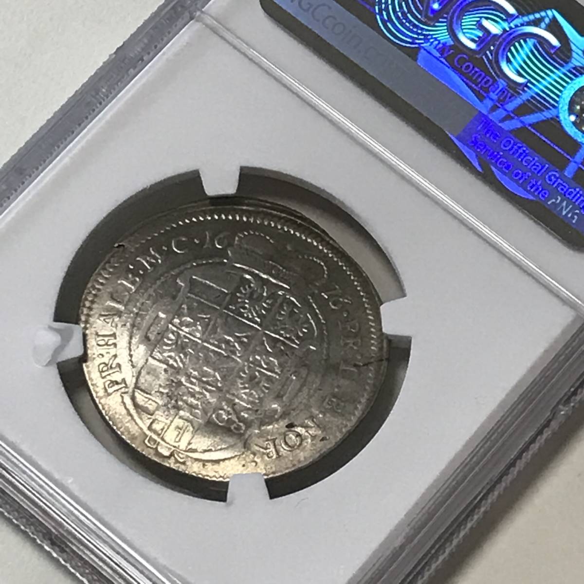 ☆1676 神聖ローマ帝国 ブランデンブルク・アンスバッハ辺境伯領 1/6ターラー銀貨 NGC XF DETAILS