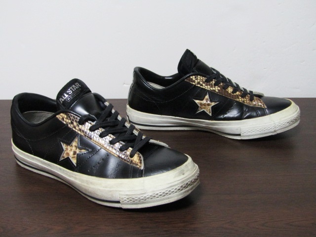 日本製 CONVERSE ONE STAR SNAKE OX LEATHER BLACK US8 26.5cm 