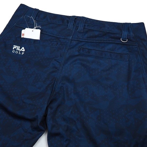 P731 新品 FILA GOLF フィラ ゴルフ 上下セット 3層ボンディング 裏起毛 ストレッチ ジャケット パンツ セットアップ 幾何学柄 L ネイビー_画像9