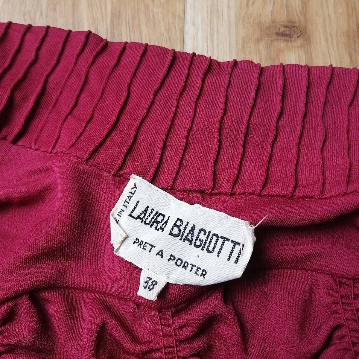 イタリア製 Laura Biagiotti ラウラ ビアジョッティ シャーリングシャツ 長袖シャツ サイズ38 ヴィンテージ レトロ 23-1229bu06_タグの縫い一部取れ