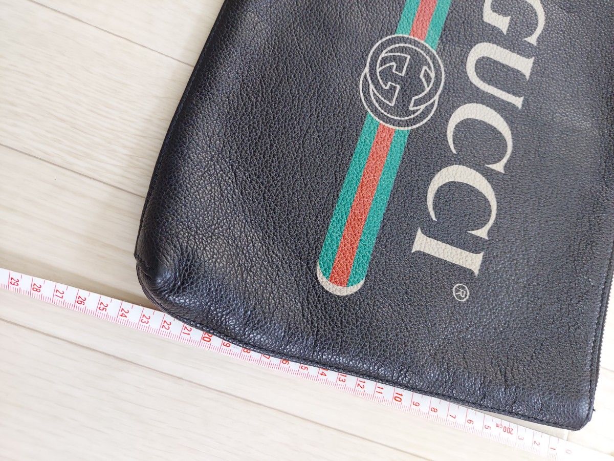 ~GUCCI~ クラッチバッグ ブラック レザー グッチ ロゴ セカンドバッグ