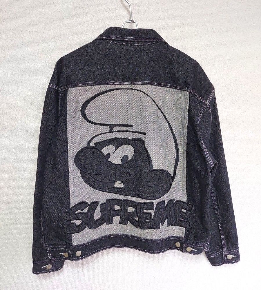 Supreme 20AW Smurfs Denim Trucker Jacket L Black デニムジャケット ブラック