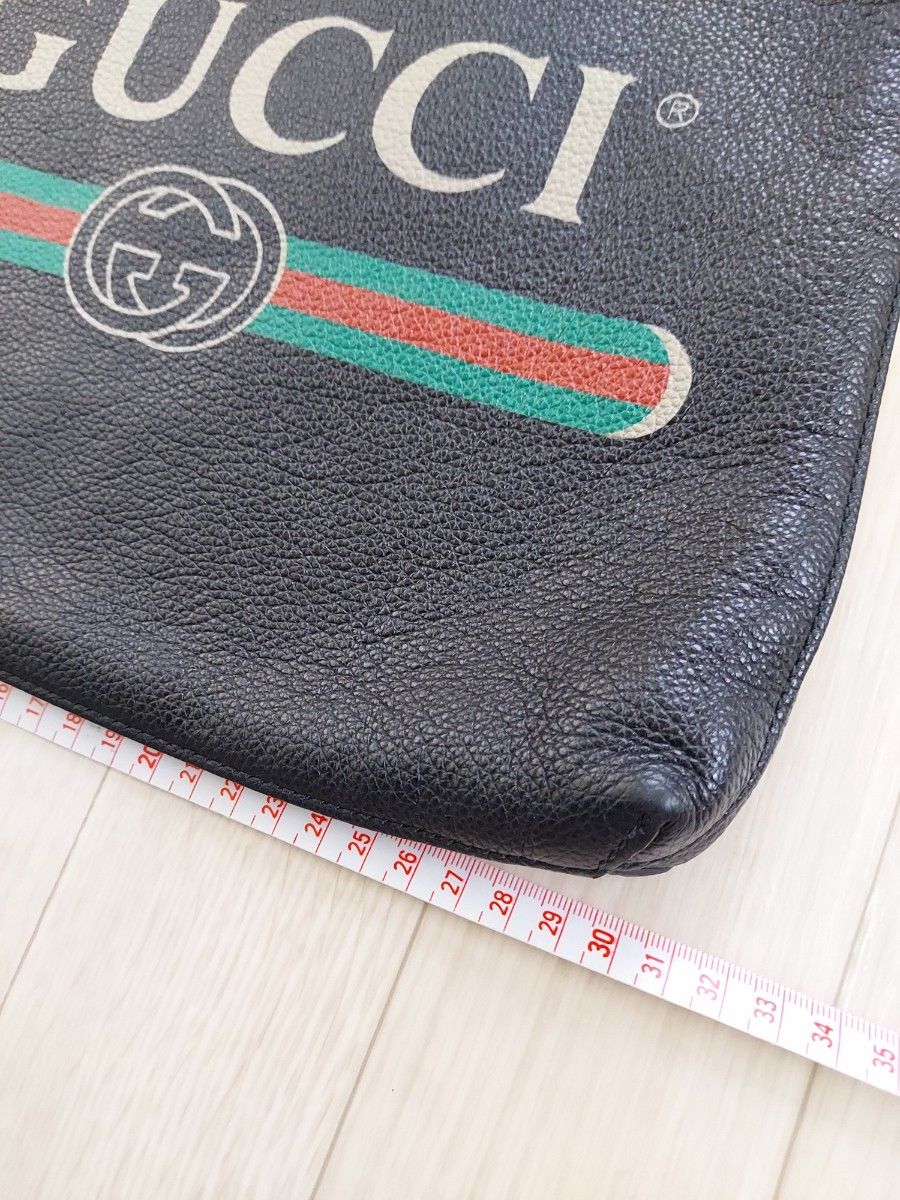 ~GUCCI~ クラッチバッグ ブラック レザー グッチ ロゴ セカンドバッグ