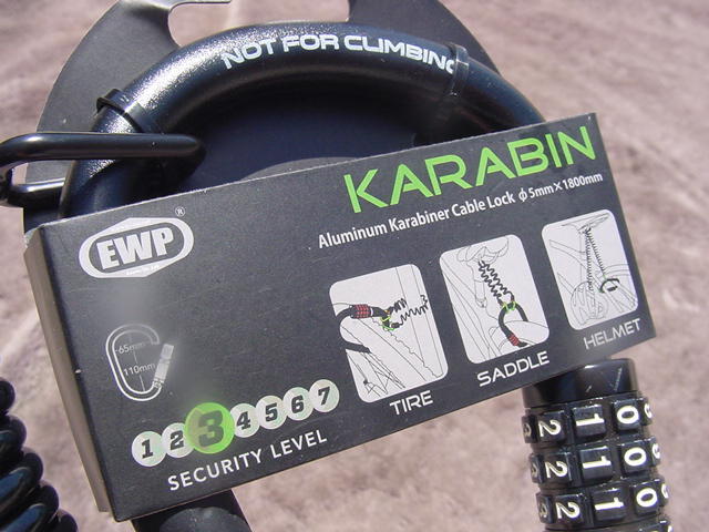 EWP KARABIN Cable Lock 5φx1800㎜ BK 新品未使用_画像2