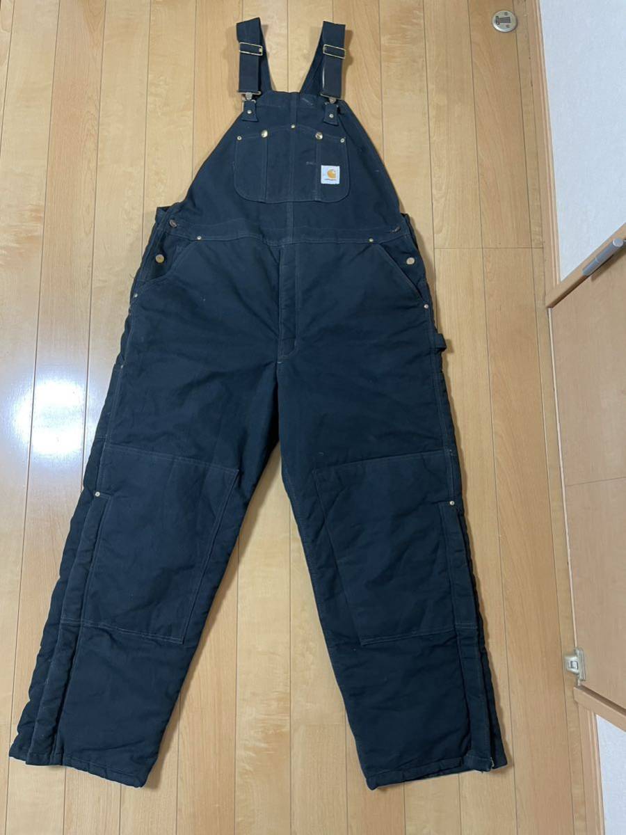 USED 42×30 カーハート　Carhartt A12T/R11.27-4 オーバーオール　つなぎ　サルペット　ワークパンツ　ブラック 古着　アメリカ　_画像1