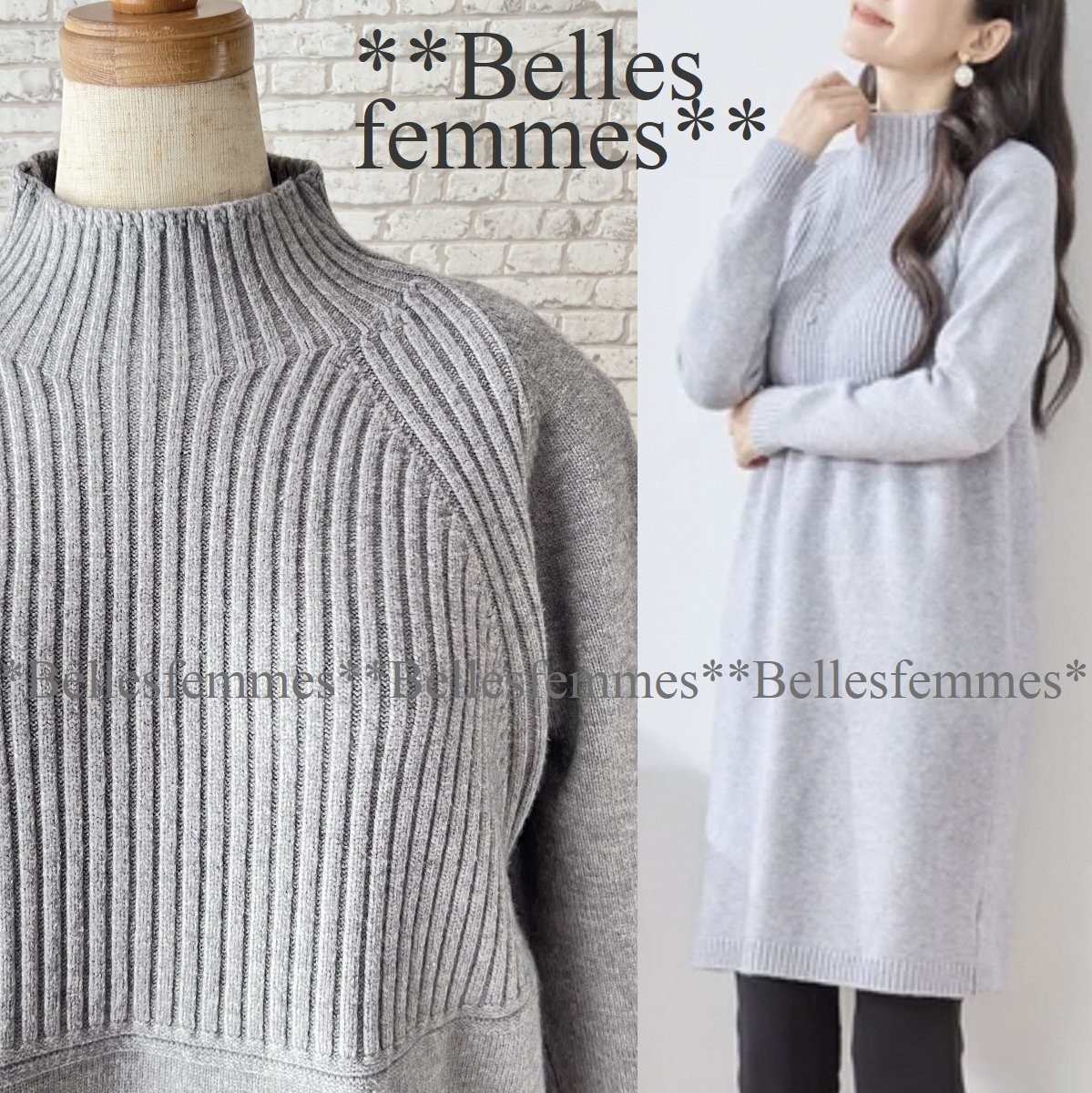 ★Belles*★送料185円★新品M～L★しっとりもっちり暖かニット*リラックス感とお洒落を兼ね備えた*大人女性のニットチュニック*268GR*TRUBE_画像1