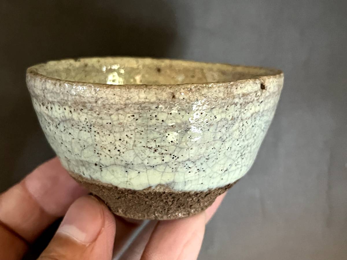 No.13#. Karatsu sake cup .. series ( old Karatsu super name goods ) sake . sake cup sake cup guinomi rare sake cup and bottle kind old fine art era thing antique goods #