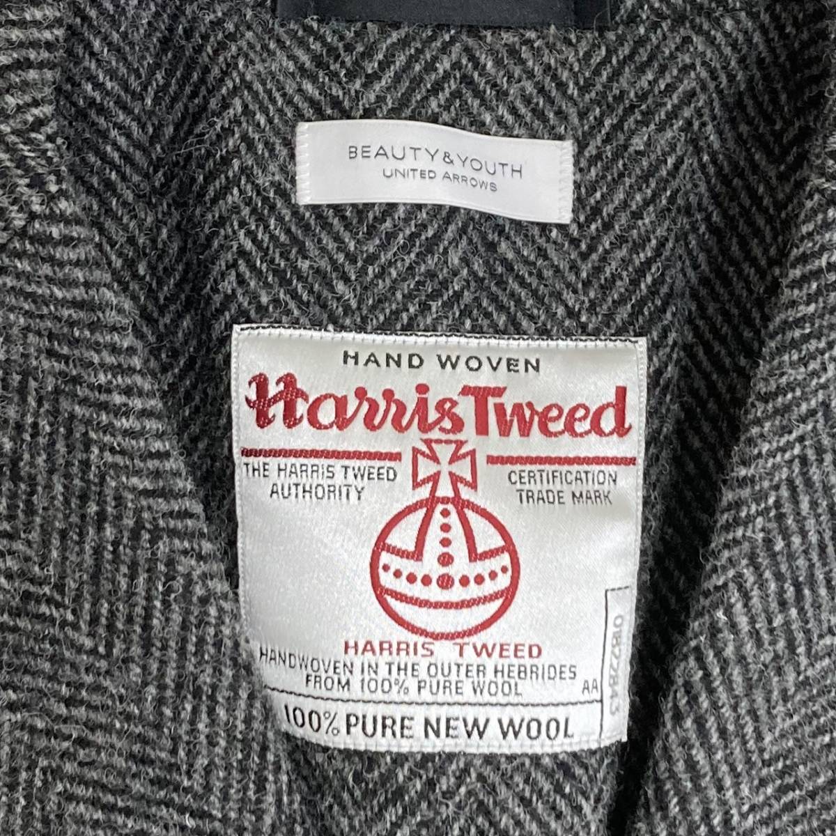 ユナイテッドアローズ ハリスツイード【極美品】UNITED ARROWS Harris Tweed テーラードジャケット 本切羽 メンズ ビジネス ヘリンボーン M_画像7