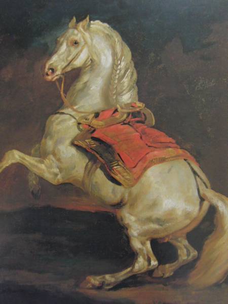 【一部予約販売】 テオドール・ジェリコー、後脚で立つ赤い鞍の馬、希少画集画、高級額装付、送料無料、fan 動物画