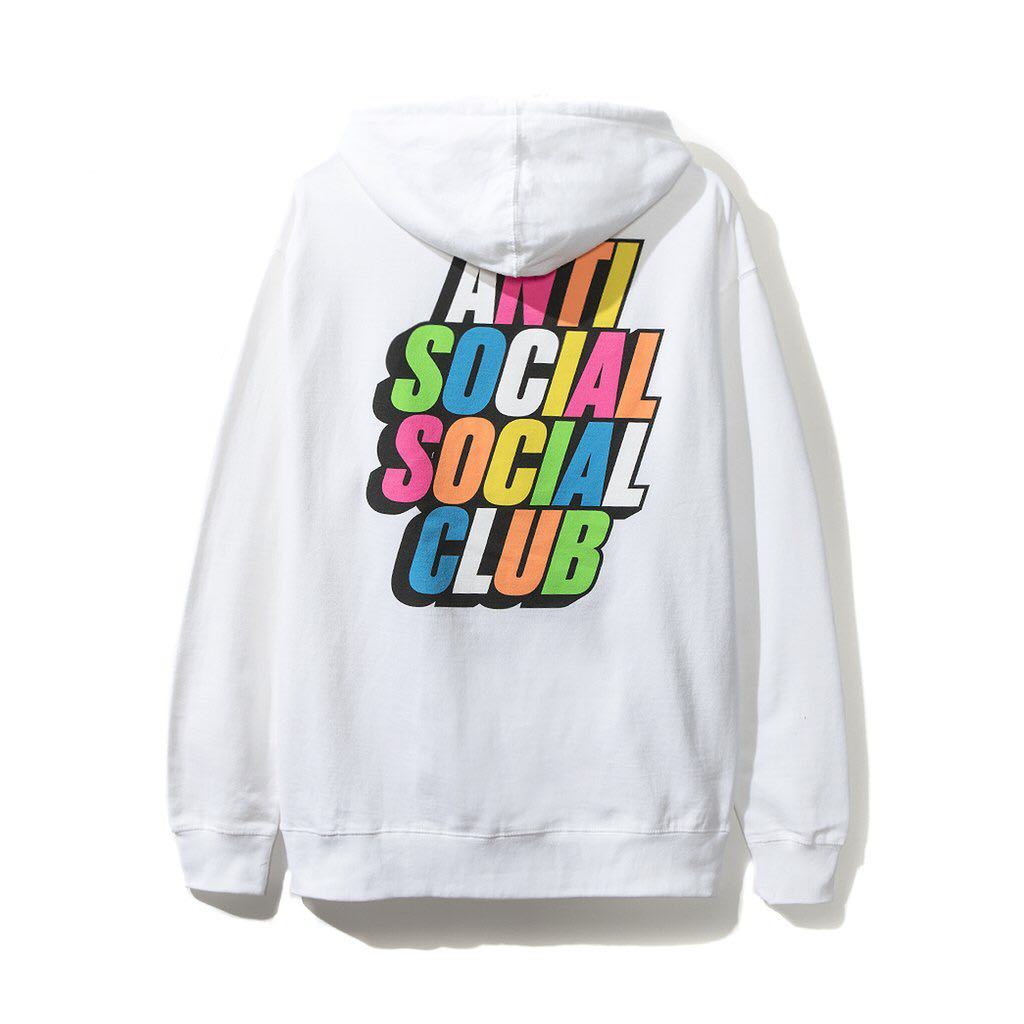 Lサイズ ANTI SOCIAL SOCIAL CLUB blocked rainbow hoodie パーカー フーディー白 ASSC アンチソーシャルソーシャルクラブ hoody