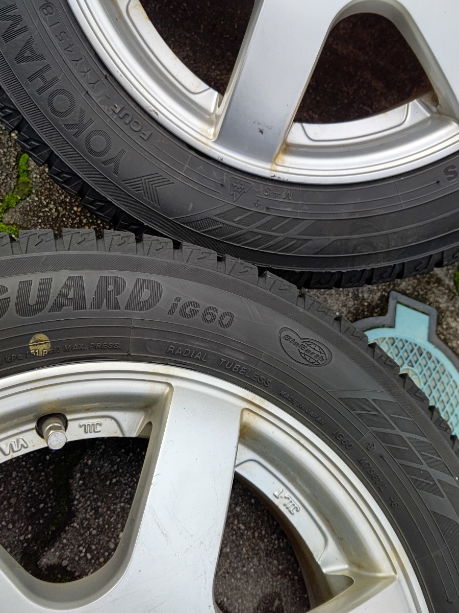 ヨコハマ iceGUARD 6 ig60 155/65r13 アルミ付き4本セット 冬用としては厳しいけどとりあえず使えます。スタッドレス アイスガード6_画像3