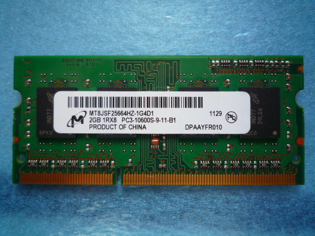 MA彡 Micron マイクロン PC3-10600S DDR3-1333 2GB SO-DIMM 204pin 動作保証品 ★Mi-02_画像2