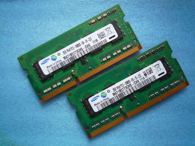 MA彡 SAMSUNG サムスン PC3-10600S DDR3-1333 2GB×2枚 SO-DIMM 204pin 動作保証品 Sa-01_画像1